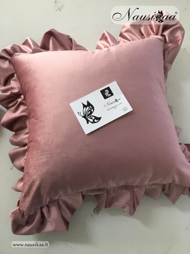 Cuscino arredo tessuto in velluto con riccio formato quadrato – Nausikaa
